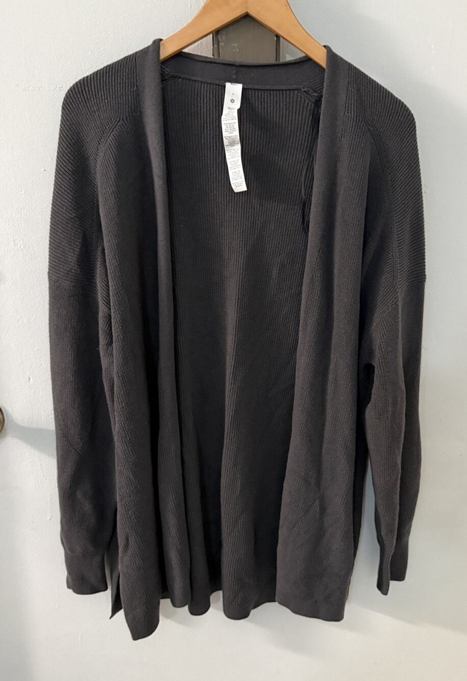 Lululemon Side Slit Sweater Wrap Cardigan Grey Size 6 Open Front Oversized
